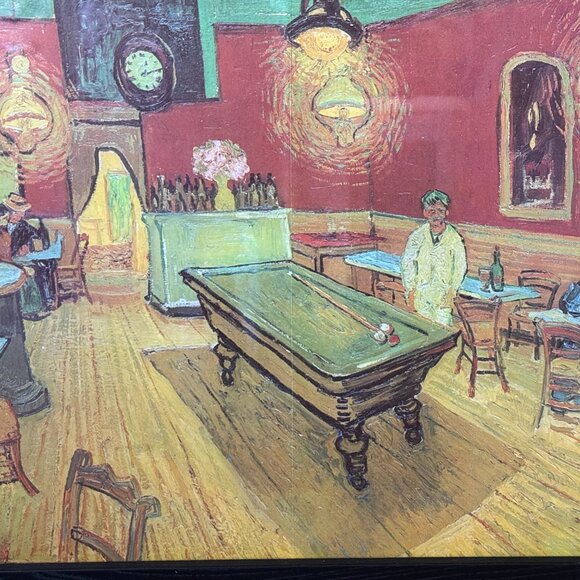 Vintage Van Gogh Framed "Night Cafe Print" Post-Impressionist Bar Scene - Picture 6 of 12